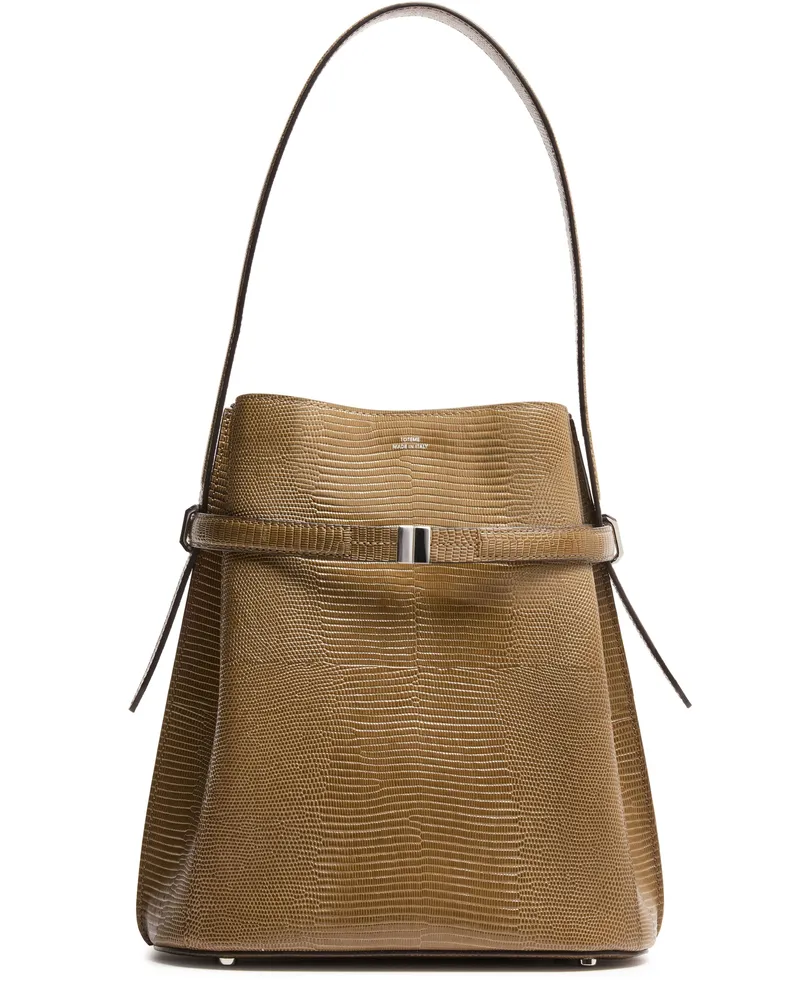 Totême Bucket Bag mit Gürtel und Eidechsenprägung 
