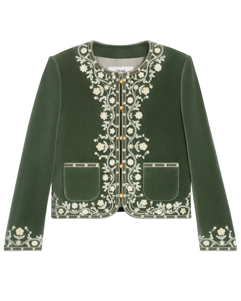 Celine Bestickte Chelsea jacke aus samt 