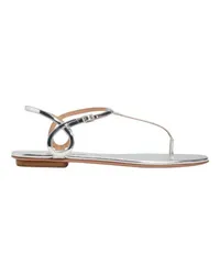 Aquazzura Flache Sandalen Almost Bare Silver