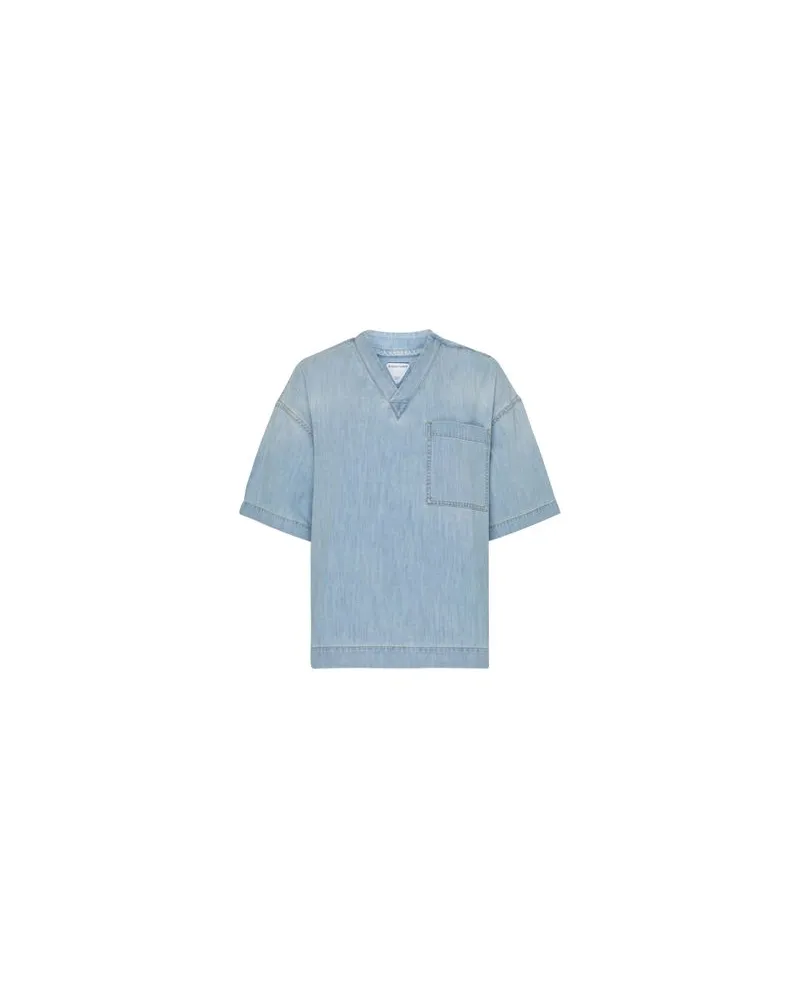 Bottega Veneta Slightly faded denim t-shirt Blue