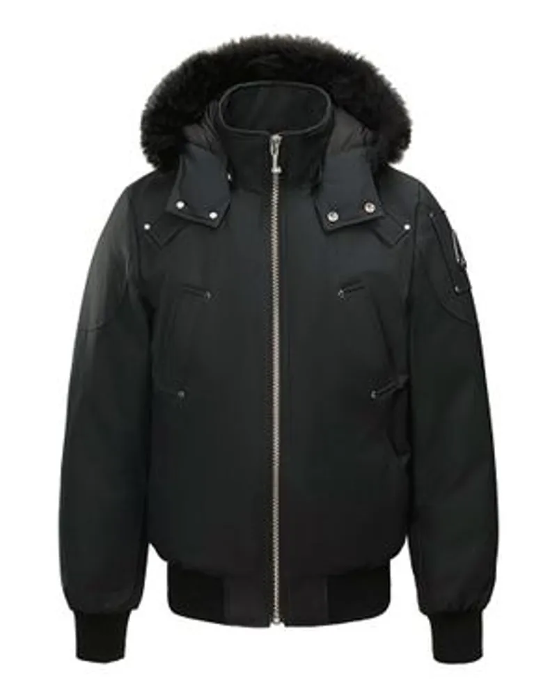 Moose Knuckles Fliegerjacke Original Ballistic mit Lammfellbesatz Black