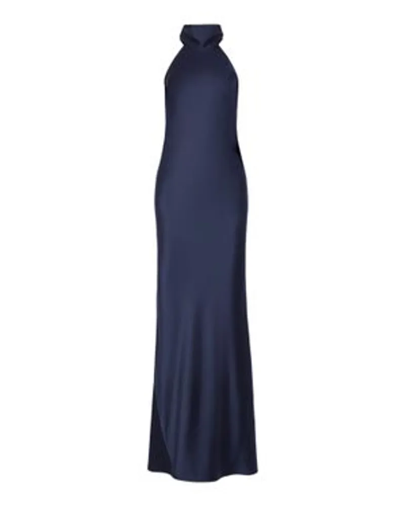 GALVAN Satin Sienna Dress Blue