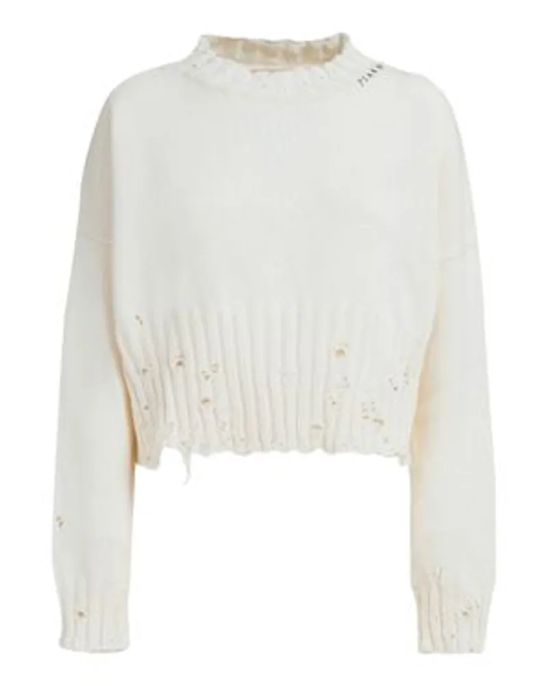 Marni Kurzer Pullover in Destroyed-Optik White