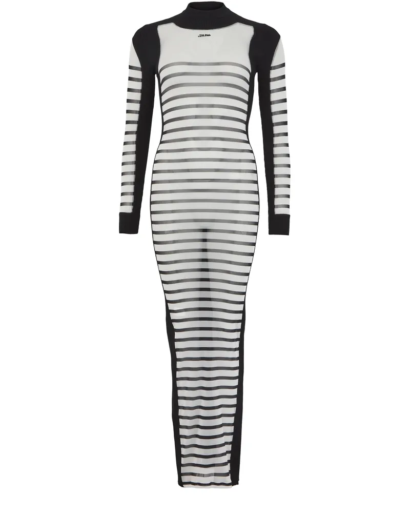 Jean Paul Gaultier Langarm-Kleid Materialmix mit Mesh The Mariniere 