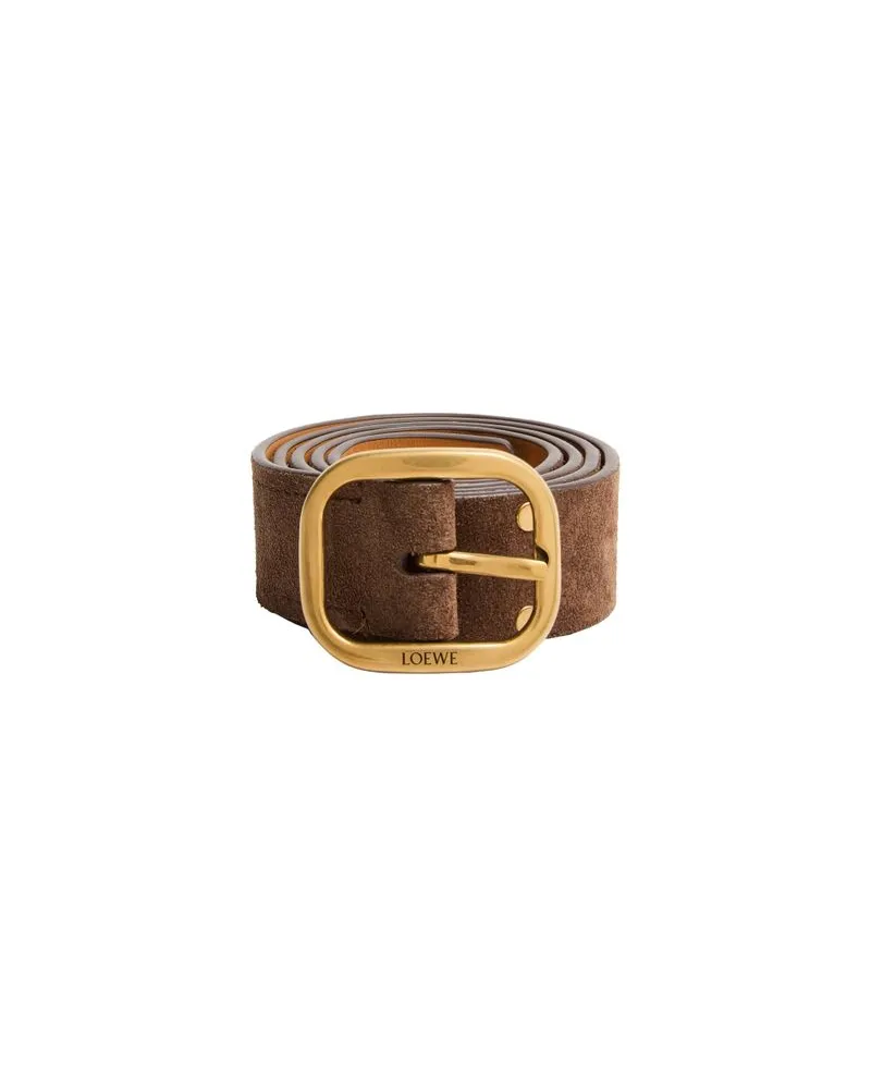 Loewe Rounded soft studded belt in suede calfskin Brown