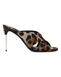 Dolce & Gabbana Satin-Mules mit Leopardenprint Multicolor