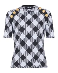 Balmain T-Shirt mit Knöpfen Vichy Black