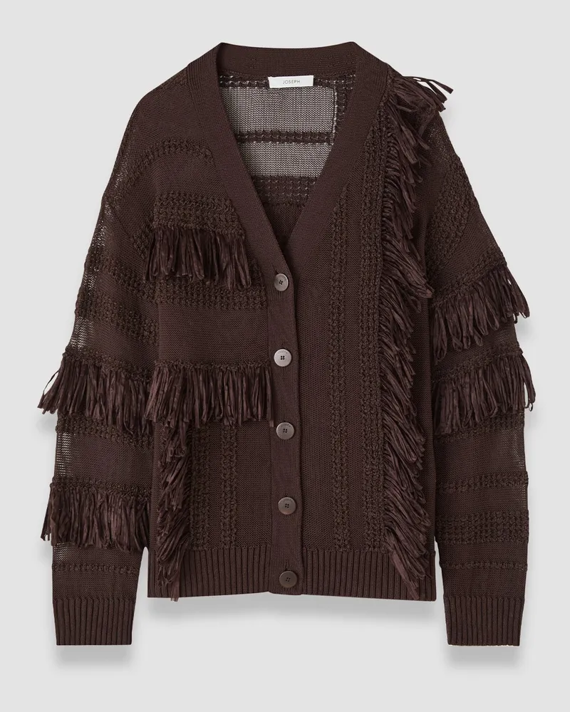 Joseph Musa Cotton Raffia Fringe Cardigan - XXS 