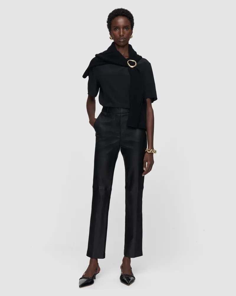 Joseph Coleman Long Leather Stretch Trousers - 44 