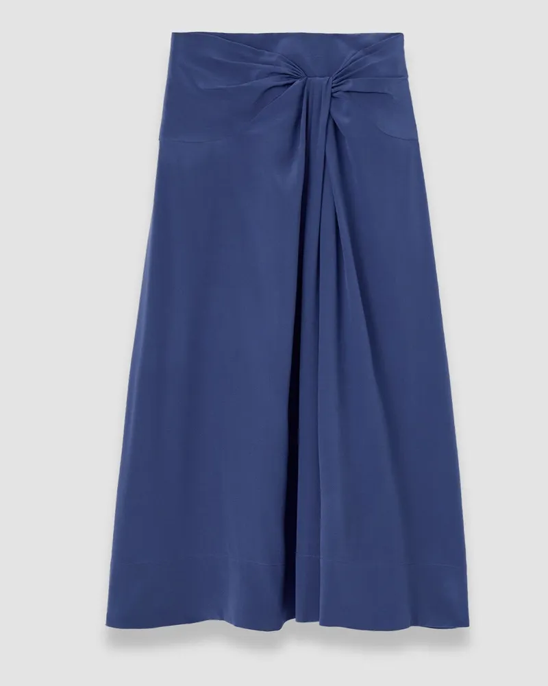 Joseph Fran Crepe de Chine Knot Silk Skirt Blue