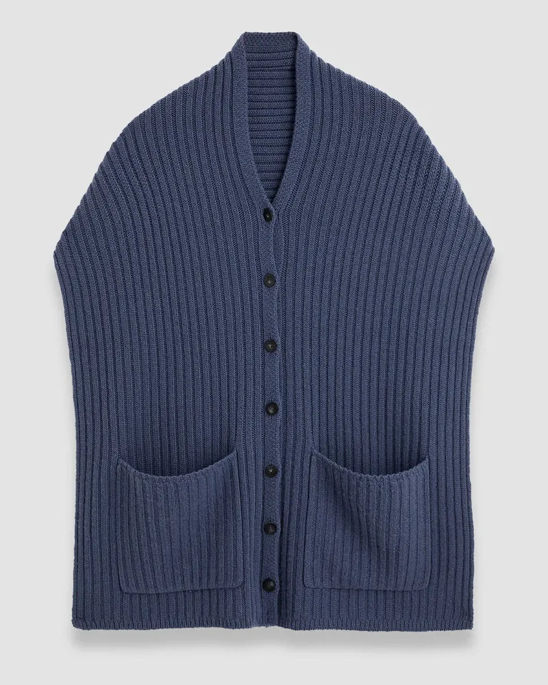 Joseph Open Cashmere Button Scarf Blue