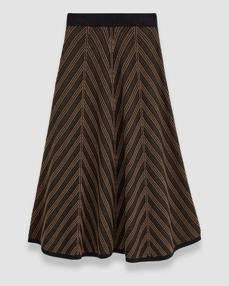 Joseph Chevron Ribbed Skirt Brown