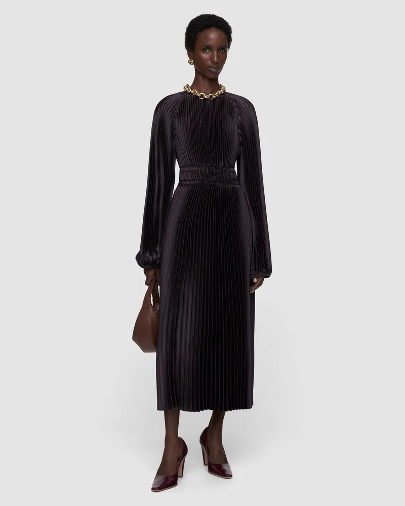 Joseph Ortiz Pleated Woven Dress Brown
