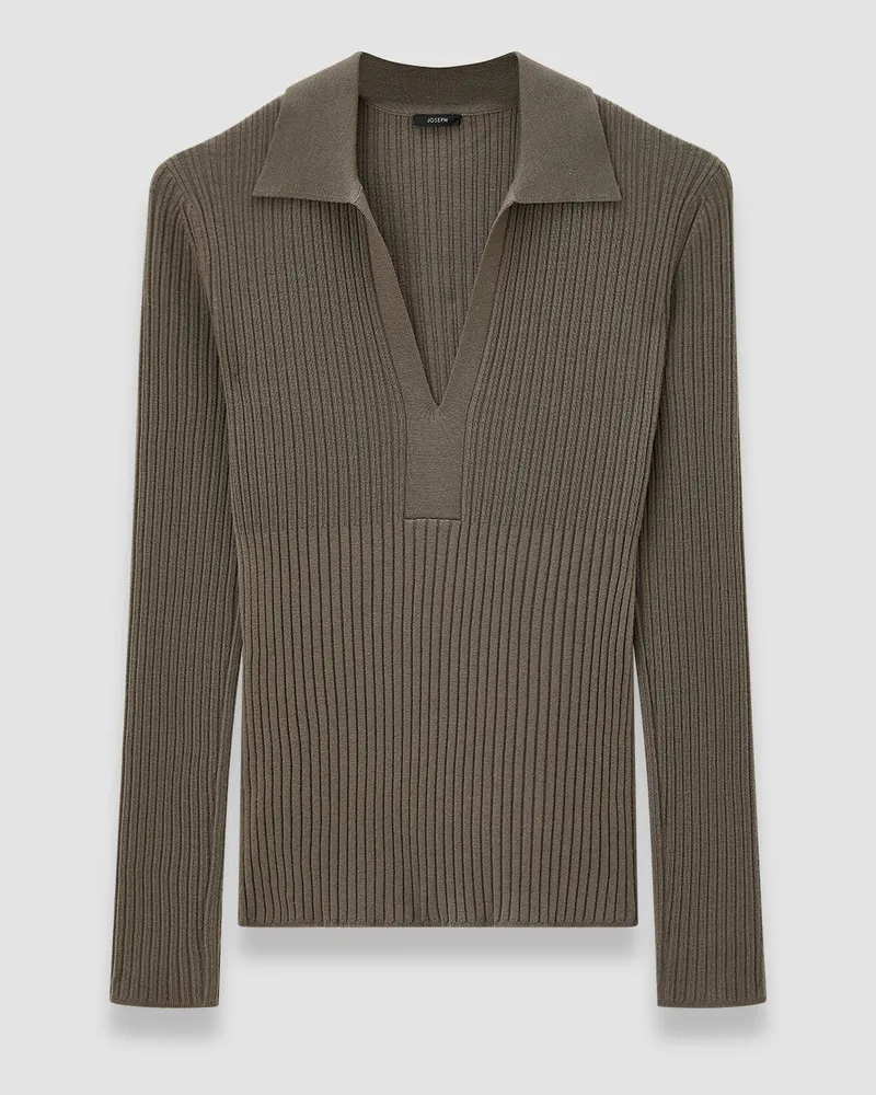Joseph Merino Rib Knit Polo Top - XXS 