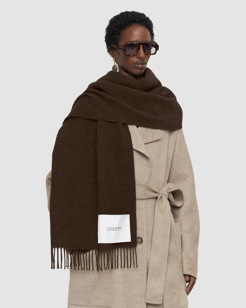 Joseph Flora Waffle Wool Scarf Brown