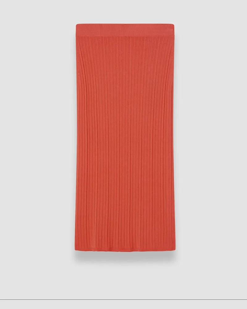 Joseph Viscose Rib Knit Skirt Orange