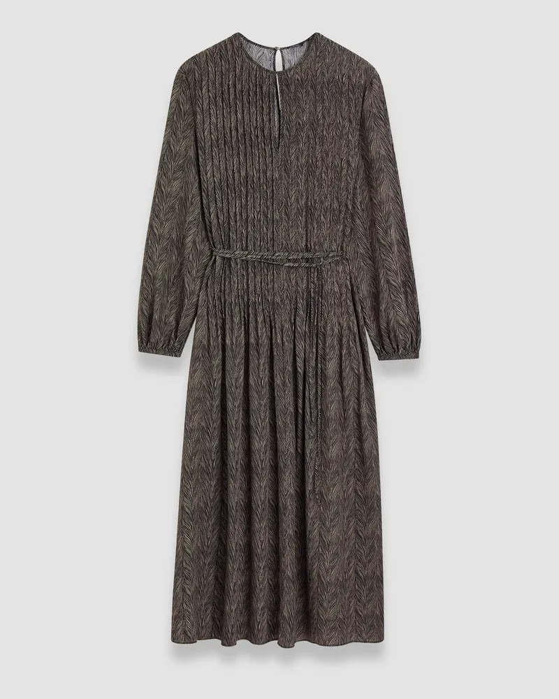 Joseph Sibelle Crepe de Chine Print Silk Dress - Shorter Brown