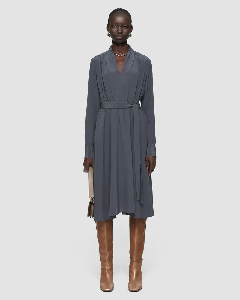 Joseph Severin Crepe de Chine Silk Dress Grey