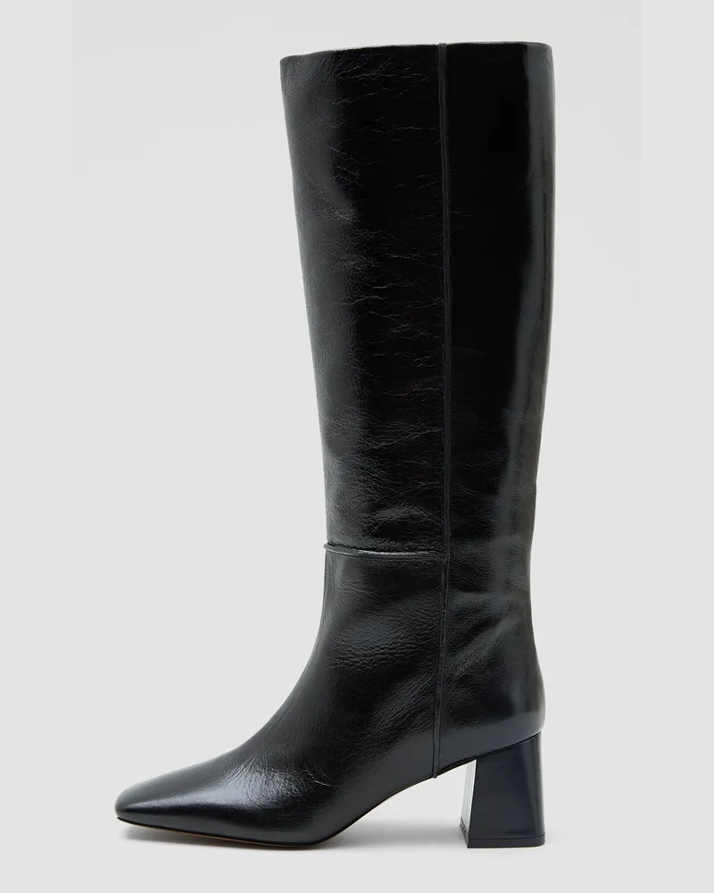 Joseph Heeled Knee High Patent Leather Boots Black