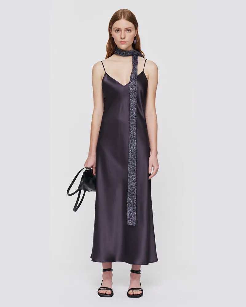 Joseph Clea Silk Satin Dress Purple