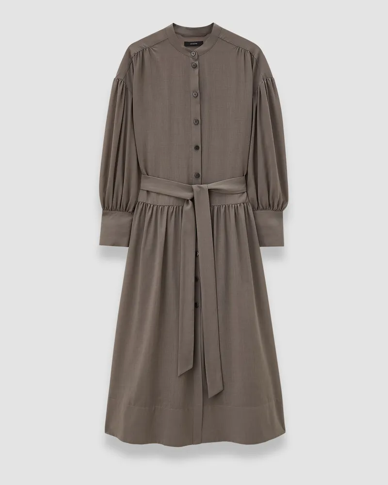 Joseph Emma Sheer Fine Wool Dress Brown