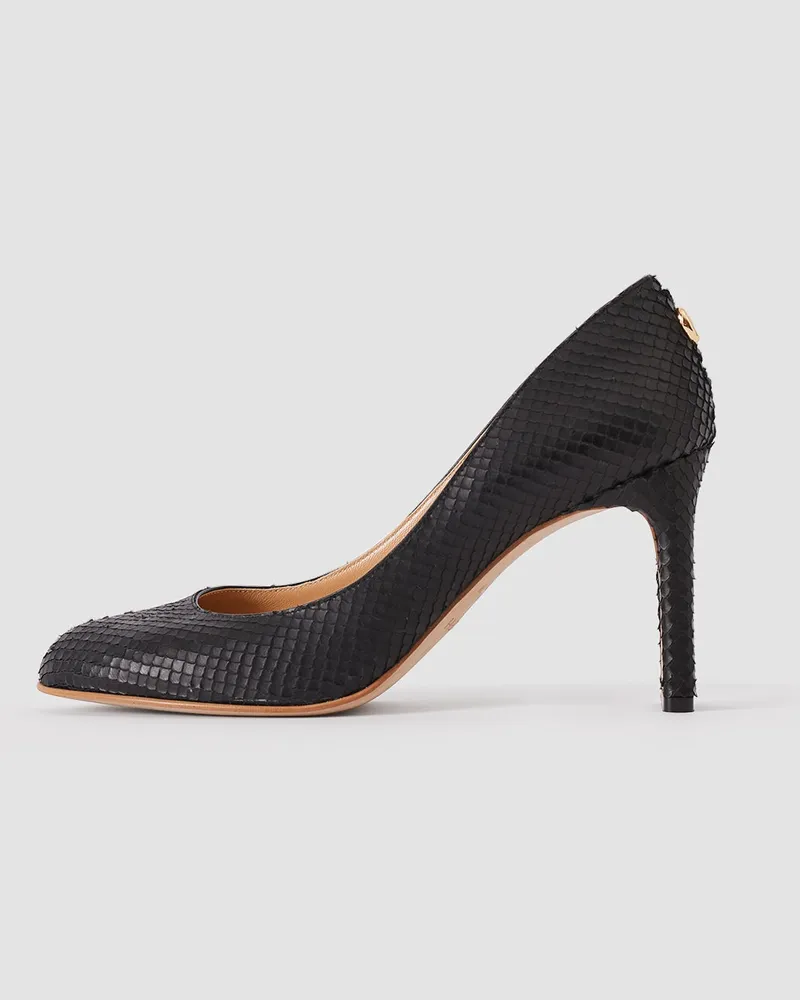 Joseph Alette Snake Texture Leather Heeled Pumps Black