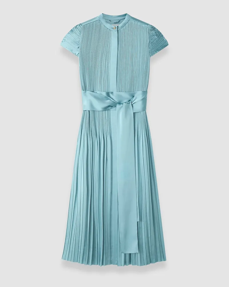 Joseph Phare Pleated Satin Dress - Shorter Blue