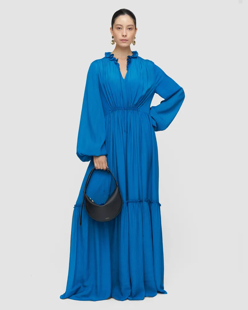 Joseph Lotus Textured Silk Dress - Shorter Blue