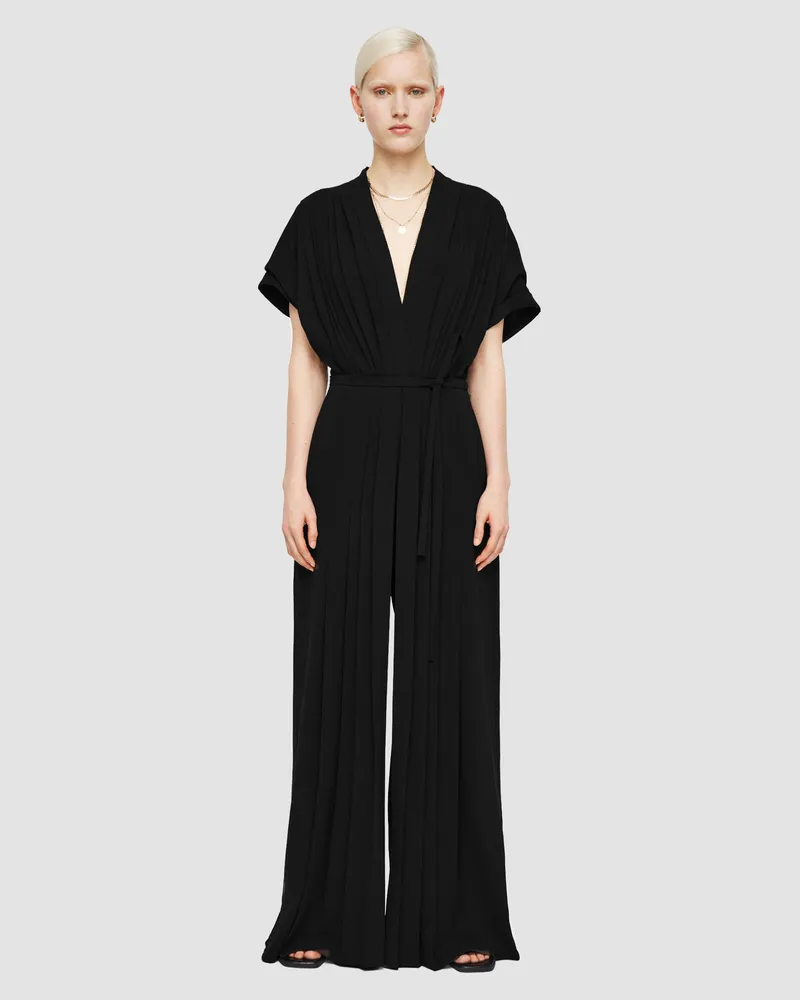 Joseph Sofia Airy Plissé Jumpsuit Black
