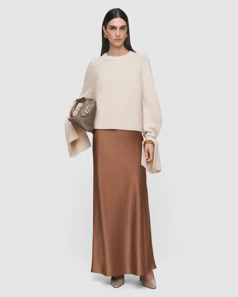 Joseph Isaak Long Silk Satin Skirt - Shorter Brown