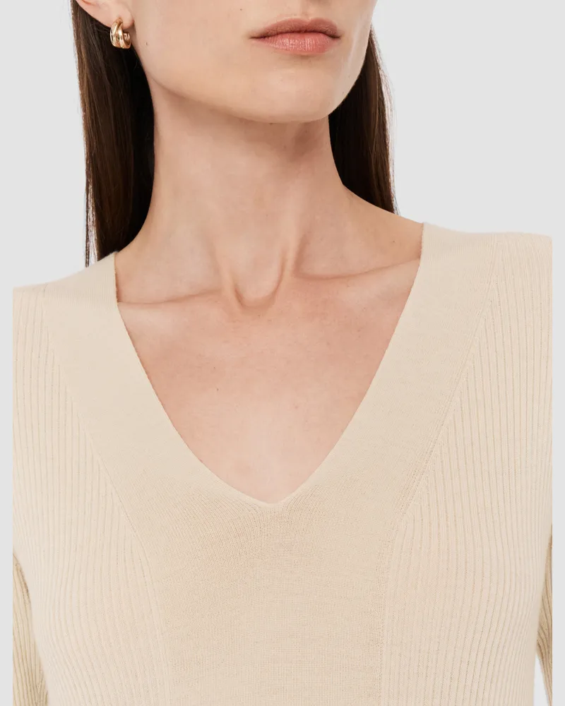 Joseph Fine Merino Rib V Neck Top - XXS 