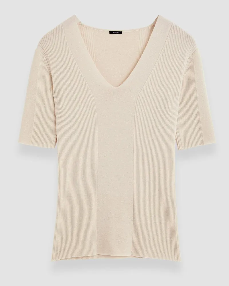 Joseph Fine Merino Rib V Neck Top - XXS 