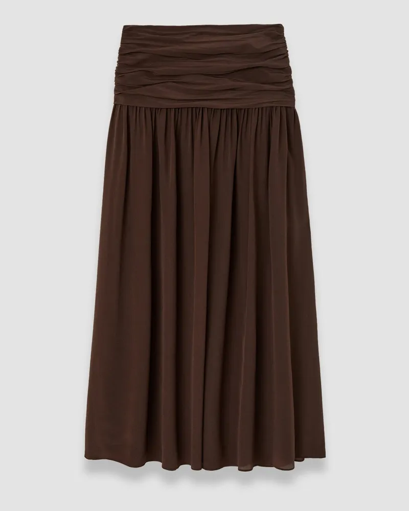 Joseph Bex Crepe de Chine Silk Skirt Brown