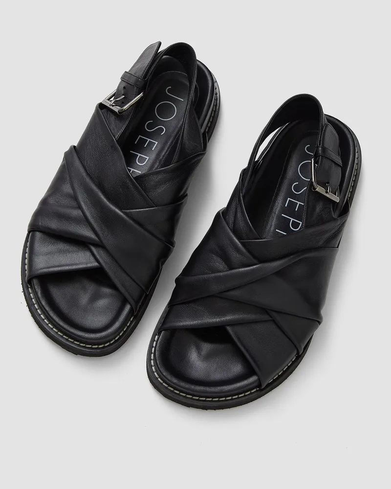 Joseph Leather Jazzy Strap Sandals Black