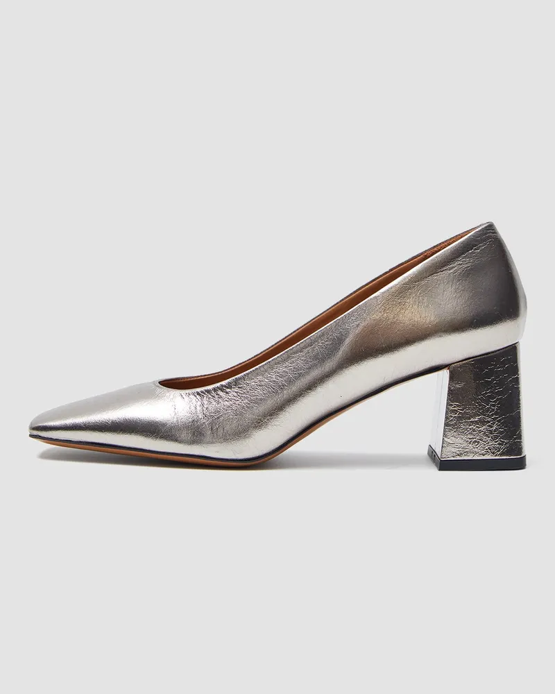 Joseph Heeled Metallic Leather Shoes Gold