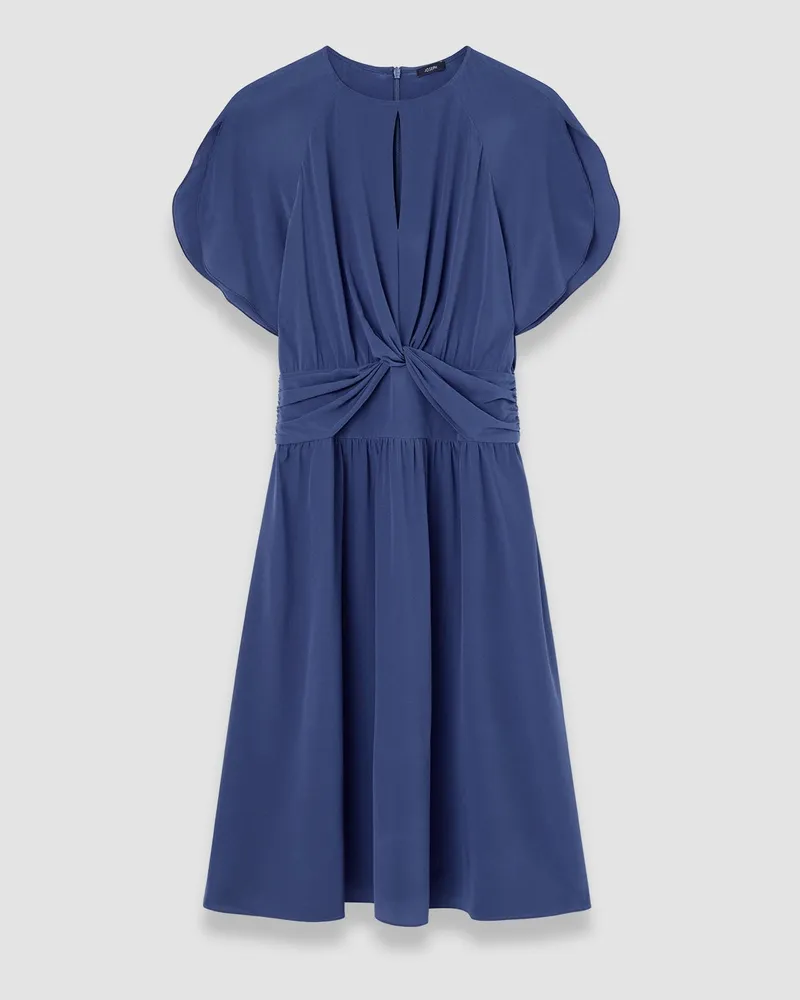Joseph Lowri Crepe de Chine Knot Silk Dress Blue