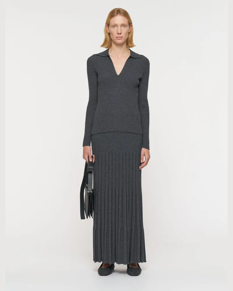 Joseph Merino Rib Knit Skirt Grey