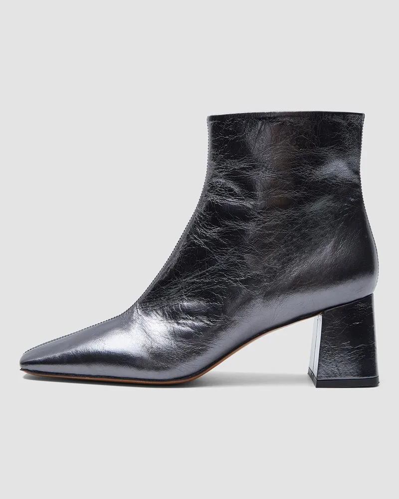 Joseph Heeled Metallic Leather Ankle Boots Silver