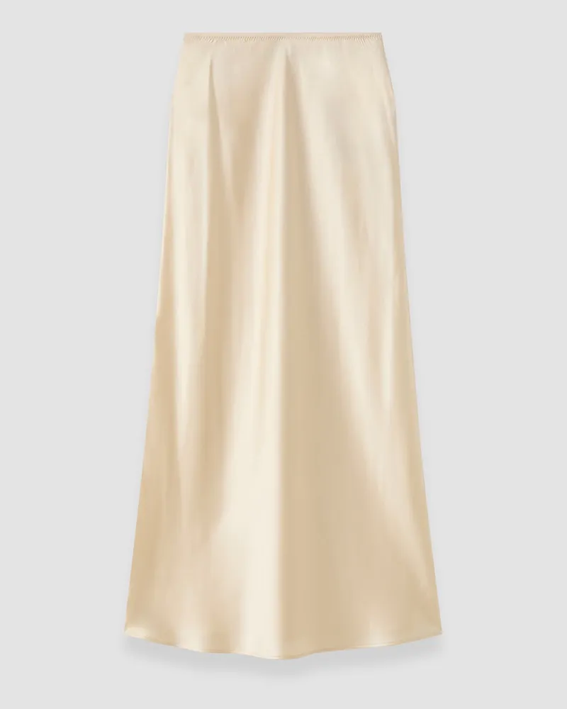 Joseph Isaak Long Silk Satin Skirt - Shorter Beige