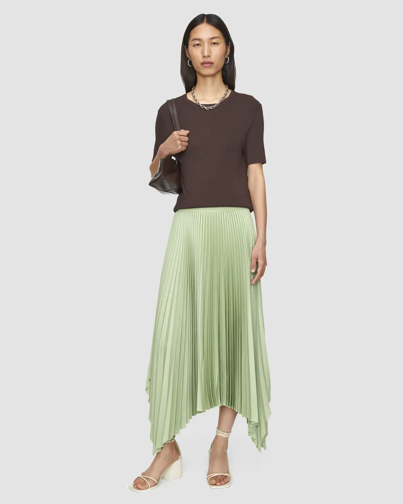 Joseph Ade Knit Weave Plissé Skirt - Shorter Green