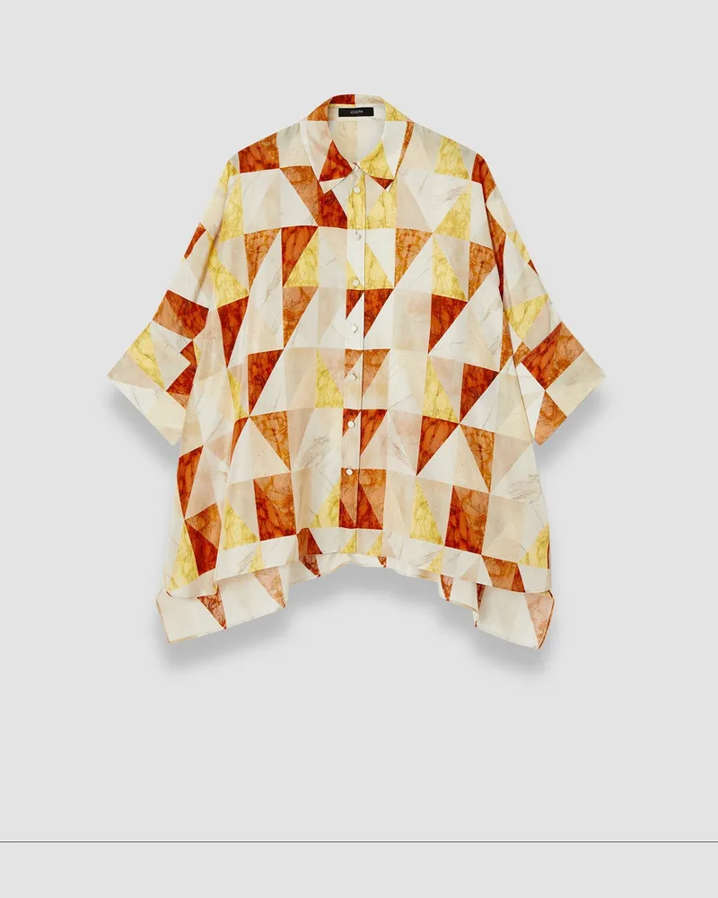 Joseph Arcole Marble Print Silk Shirt - XS 
