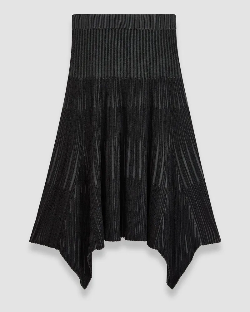 Joseph Bi-Colour Rib Skirt - Regular Black