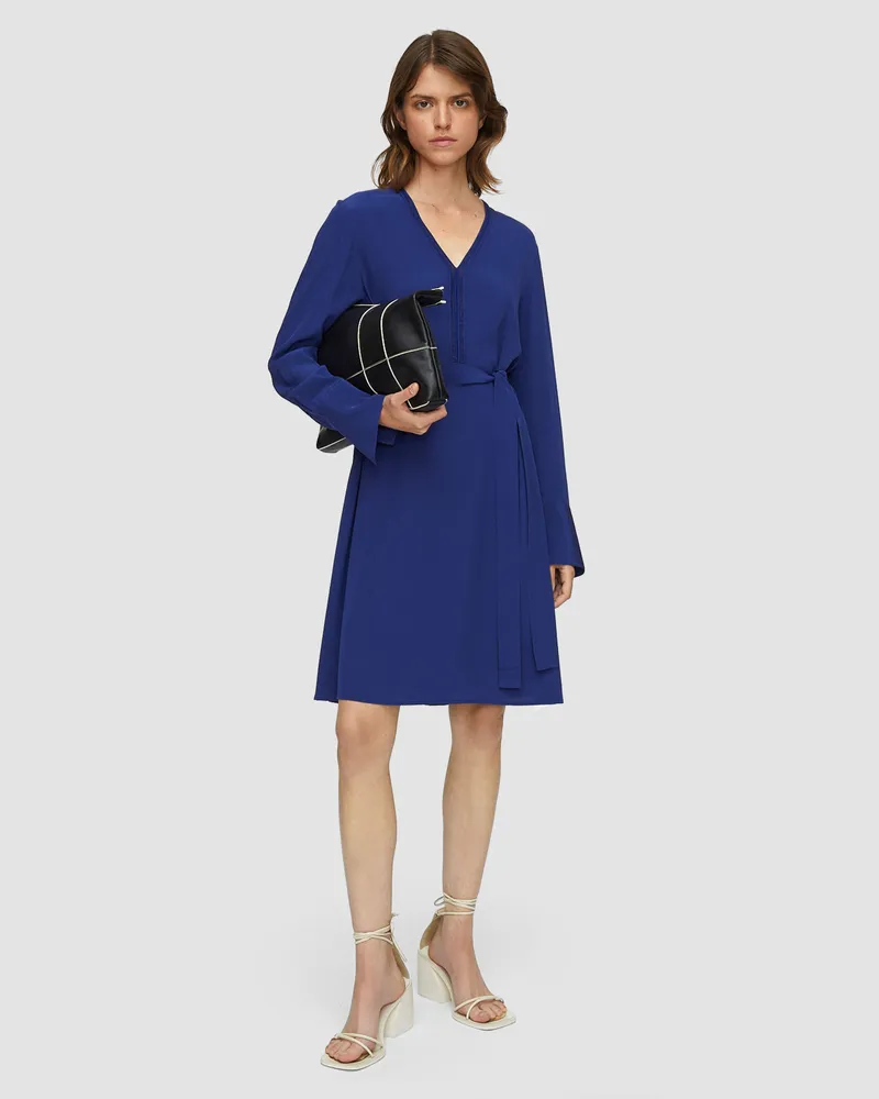 Joseph Siam Crepe de Soie Silk Dress Blue