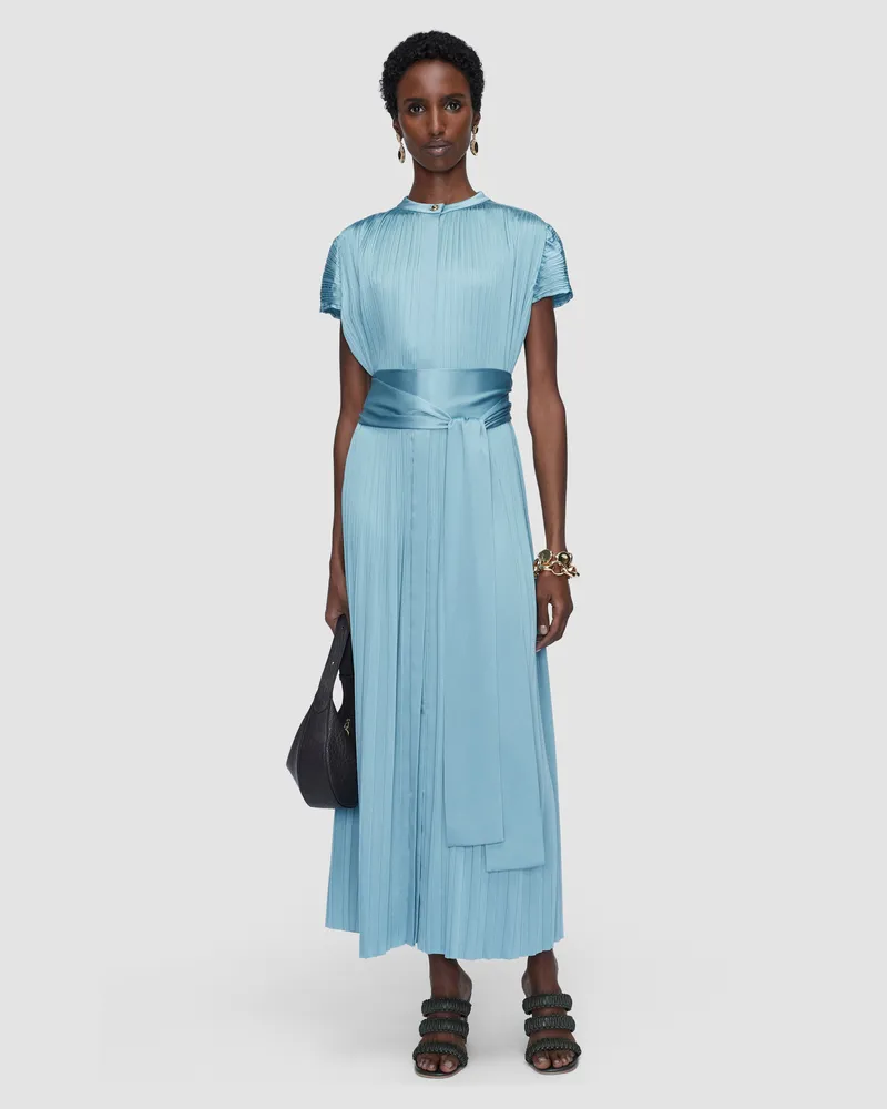 Joseph Phare Pleated Satin Dress - Shorter Blue