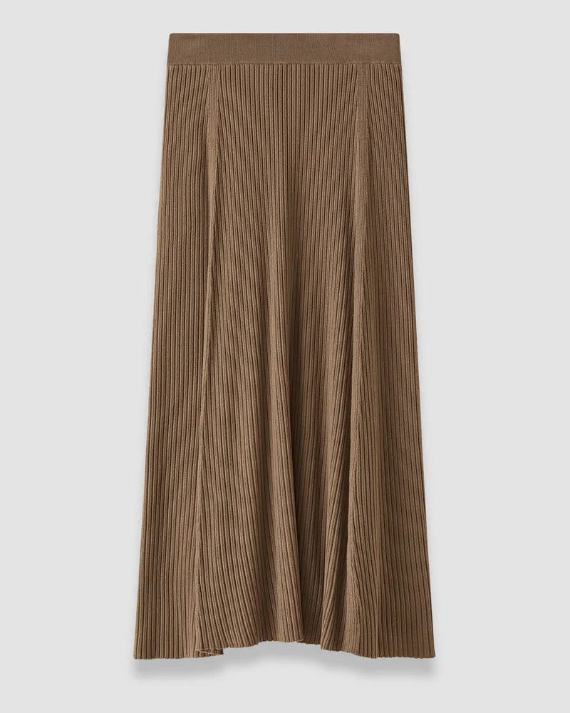 Joseph Hallie Merino Wool Rib Skirt - Regular Brown