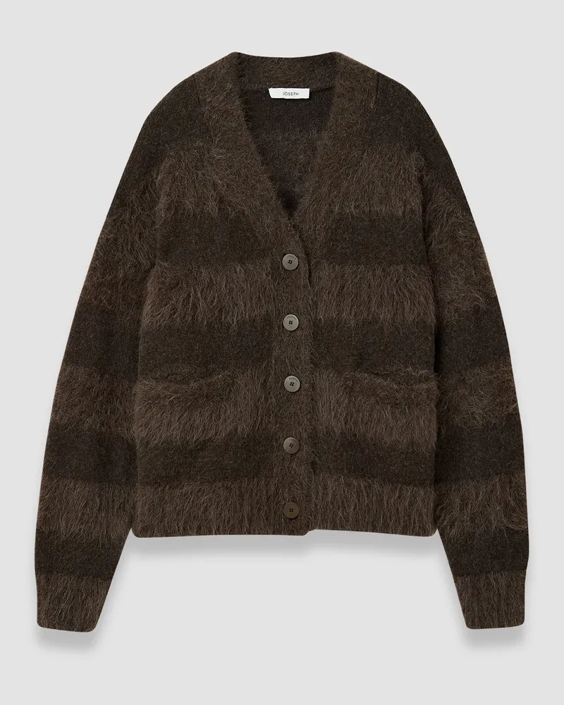 Joseph Stra Brushed Alpaca Striped Cardigan - XXS 