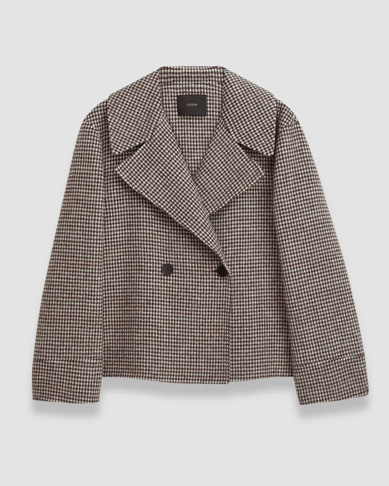 Joseph Double Face Cashmere Dogtooth Rollet Jacket - 34 