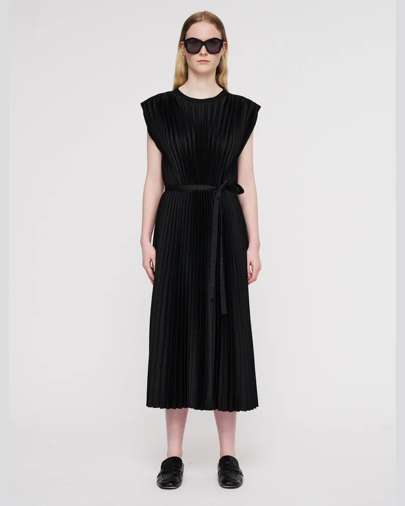 Joseph Volta Knit Weave Plissé Dress Black