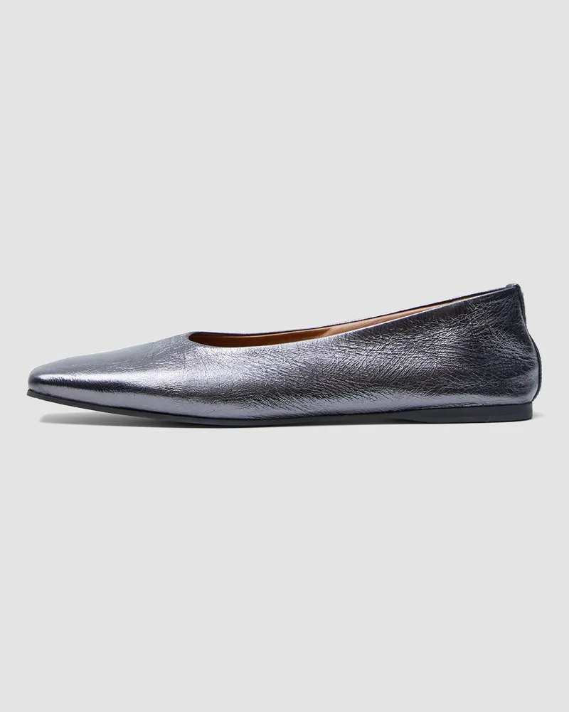 Joseph Metallic Leather Ballerinas Silver