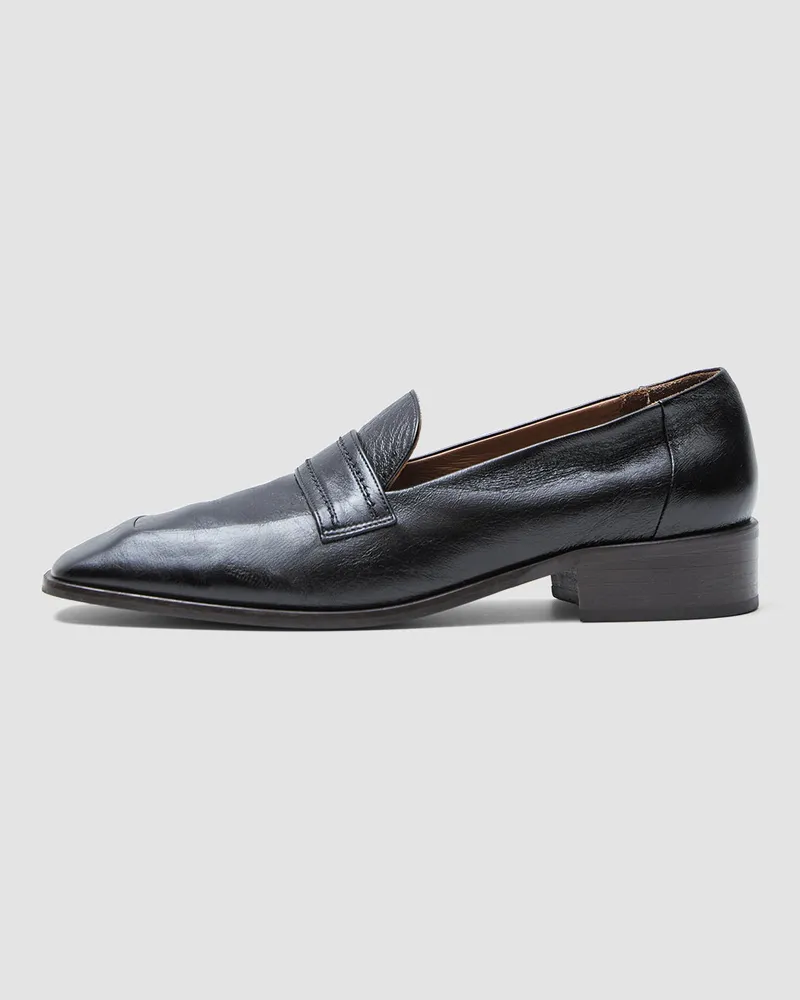 Joseph Leather Penny Loafers Black